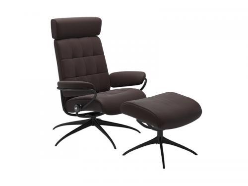 Stressless London Star Adjustable Headrest Chair with Ottoman 