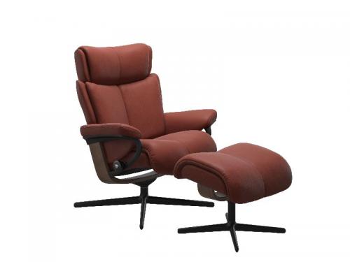 Stressless Magic (M) Cross Base Recliner with Ottoman
