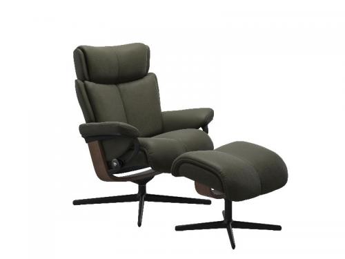 Stressless Magic (M) Cross Base Recliner with Ottoman