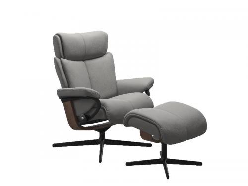Stressless Magic (M) Cross Base Recliner with Ottoman