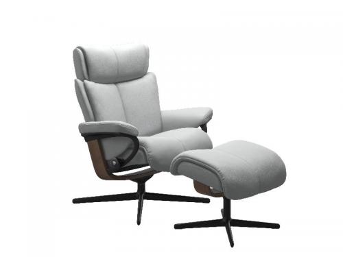 Stressless Magic (M) Cross Base Recliner with Ottoman