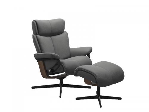 Stressless Magic (M) Cross Base Recliner with Ottoman