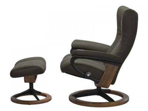 Stressless Wing (L) Signature Base Recliner with Ottoman