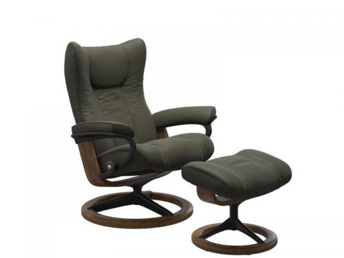 Stressless Wing (L) Signature Base Recliner with Ottoman