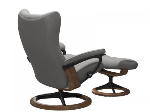 Stressless Wing (L) Signature Base Recliner with Ottoman