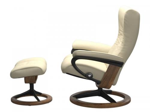Stressless Wing (L) Signature Base Recliner with Ottoman