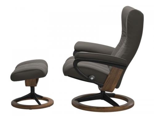 Stressless Wing (L) Signature Base Recliner with Ottoman