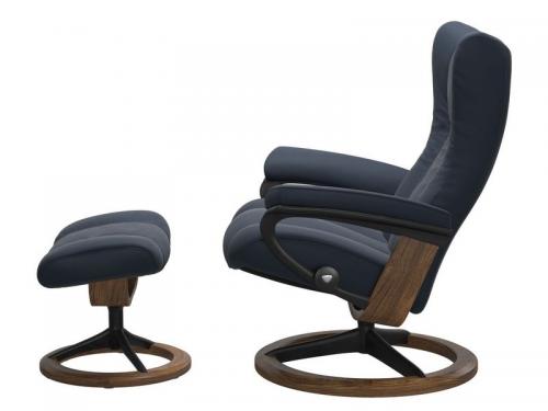 Stressless Wing (L) Signature Base Recliner with Ottoman