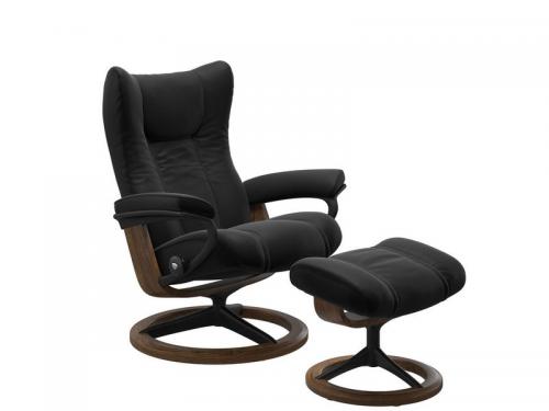 Stressless Wing (L) Signature Base Recliner with Ottoman