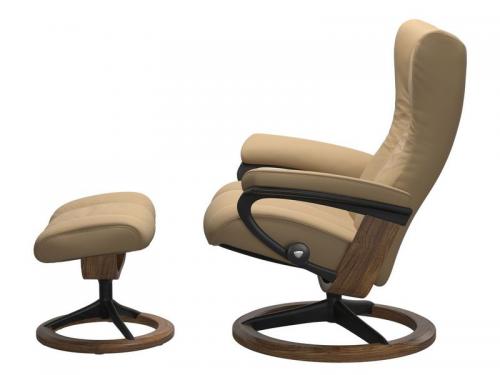 Stressless Wing (L) Signature Base Recliner with Ottoman