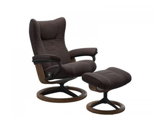 Stressless Wing (L) Signature Base Recliner with Ottoman