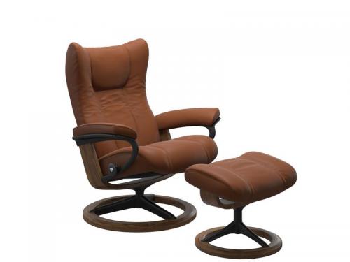 Stressless Wing (L) Signature Base Recliner with Ottoman