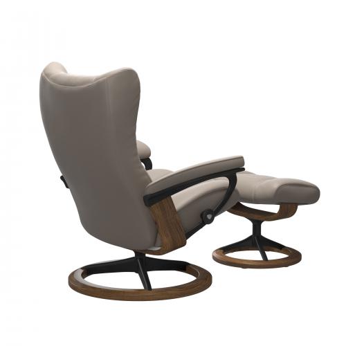 Stressless Wing (L) Signature Base Recliner with Ottoman