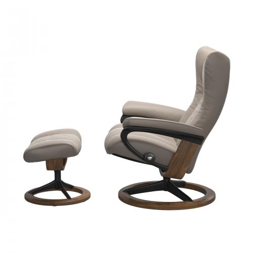 Stressless Wing (L) Signature Base Recliner with Ottoman