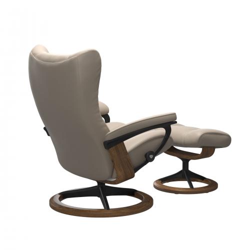 Stressless Wing (L) Signature Base Recliner with Ottoman