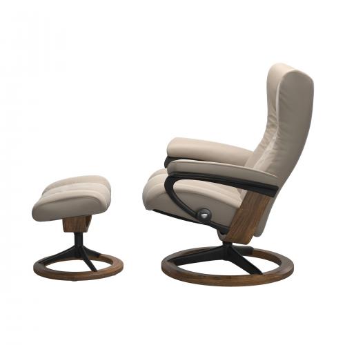 Stressless Wing (L) Signature Base Recliner with Ottoman