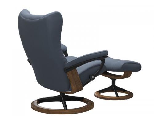 Stressless Wing (L) Signature Base Recliner with Ottoman
