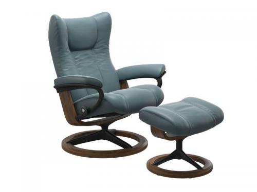 Stressless Wing (L) Signature Base Recliner with Ottoman