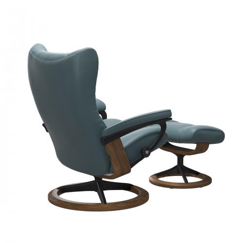 Stressless Wing (L) Signature Base Recliner with Ottoman