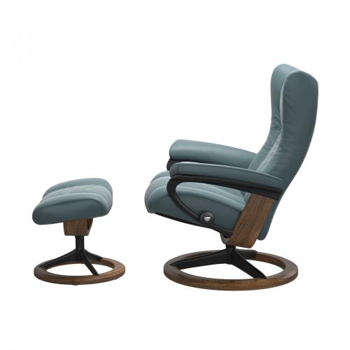 Stressless Wing (L) Signature Base Recliner with Ottoman