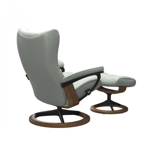 Stressless Wing (L) Signature Base Recliner with Ottoman