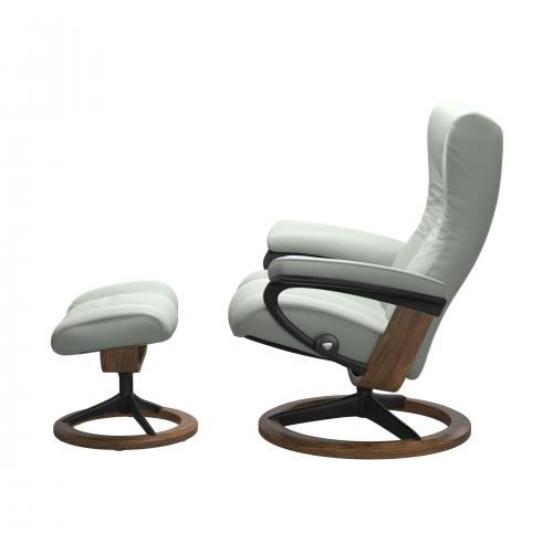 Stressless Wing (L) Signature Base Recliner with Ottoman