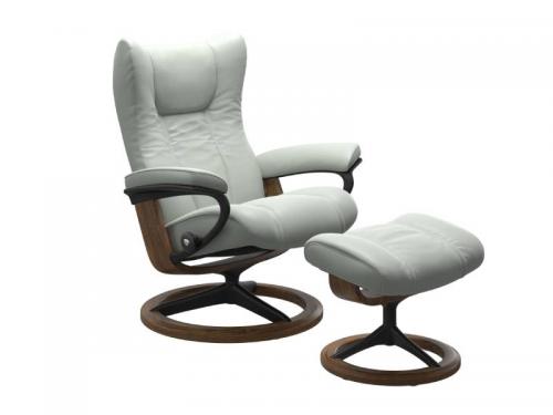 Stressless Wing (L) Signature Base Recliner with Ottoman