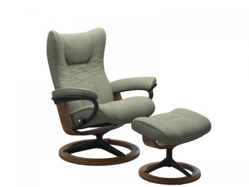 Stressless Wing (L) Signature Base Recliner with Ottoman