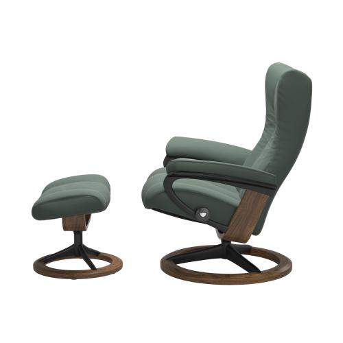 Stressless Wing (L) Signature Base Recliner with Ottoman