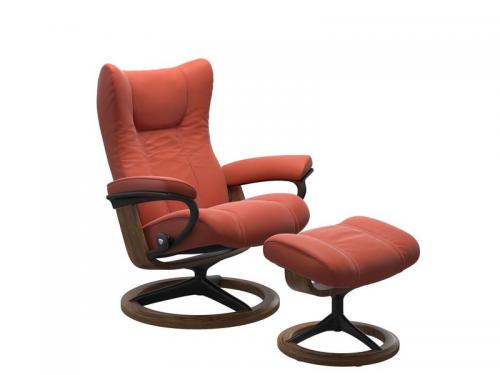 Stressless Wing (L) Signature Base Recliner with Ottoman