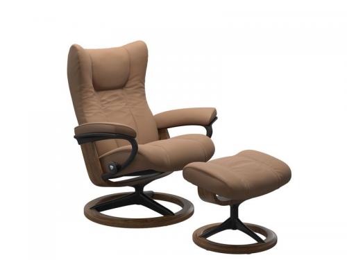 Stressless Wing (L) Signature Base Recliner with Ottoman