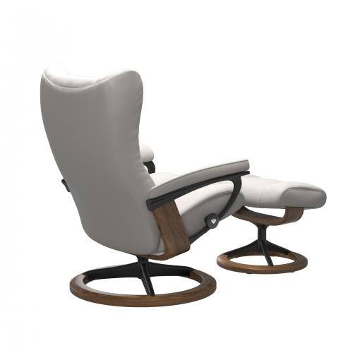 Stressless Wing (L) Signature Base Recliner with Ottoman