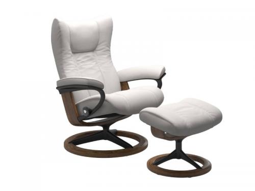 Stressless Wing (L) Signature Base Recliner with Ottoman