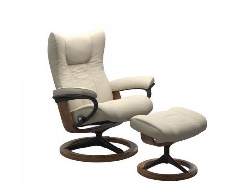 Stressless Wing (L) Signature Base Recliner with Ottoman