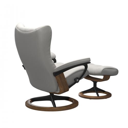 Stressless Wing (L) Signature Base Recliner with Ottoman
