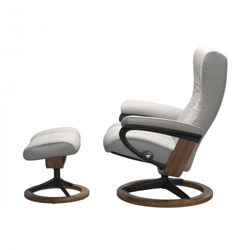 Stressless Wing (L) Signature Base Recliner with Ottoman