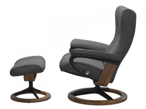 Stressless Wing (L) Signature Base Recliner with Ottoman