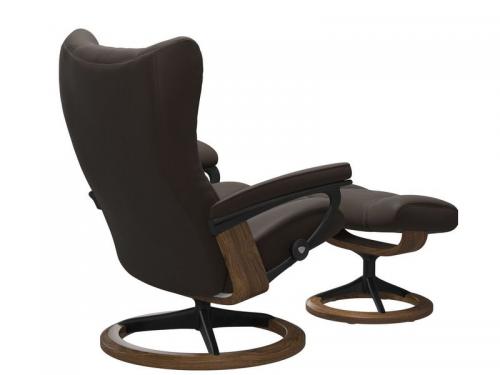 Stressless Wing (L) Signature Base Recliner with Ottoman