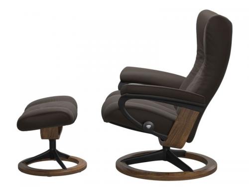 Stressless Wing (L) Signature Base Recliner with Ottoman