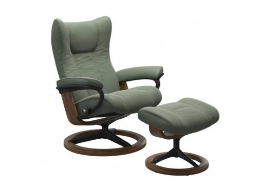 Stressless Wing (L) Signature Base Recliner with Ottoman