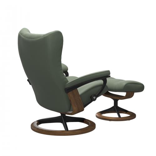 Stressless Wing (L) Signature Base Recliner with Ottoman