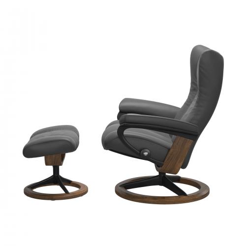 Stressless Wing (L) Signature Base Recliner with Ottoman