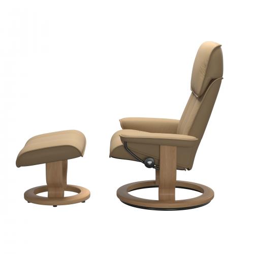 Stressless Admiral (M) Classic Base Recliner with Ottoman