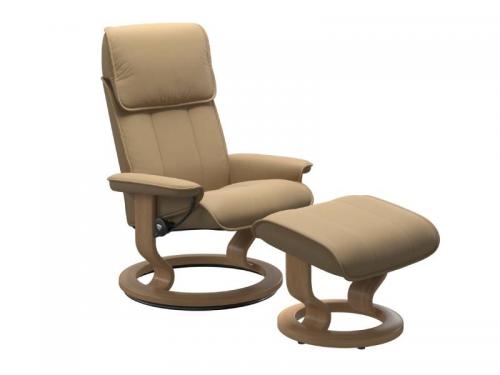 Stressless Admiral (M) Classic Base Recliner with Ottoman
