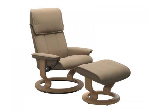 Stressless Admiral (M) Classic Base Recliner with Ottoman