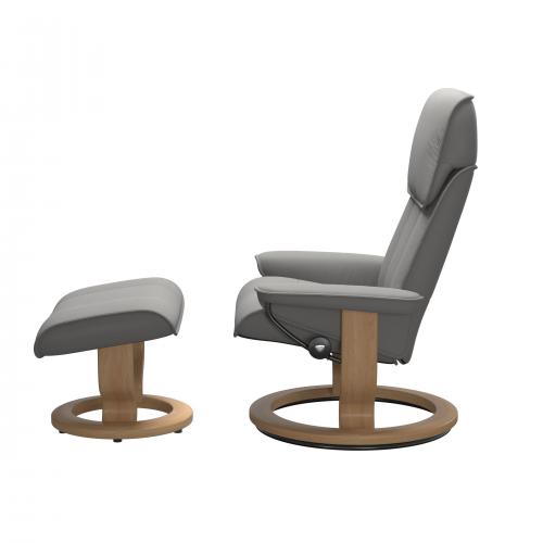 Stressless Admiral (M) Classic Base Recliner with Ottoman