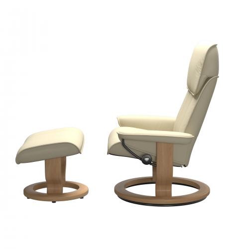 Stressless Admiral (M) Classic Base Recliner with Ottoman