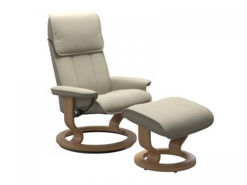 Stressless Admiral (M) Classic Base Recliner with Ottoman