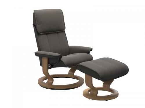 Stressless Admiral (M) Classic Base Recliner with Ottoman
