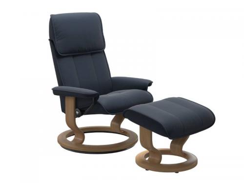 Stressless Admiral (M) Classic Base Recliner with Ottoman